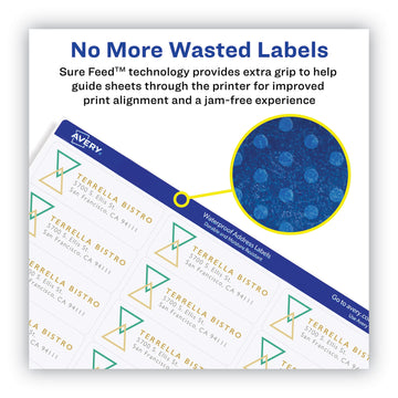 Avery® Waterproof Shipping Labels With Trueblock And Sure Feed, Laser Printers, 2 X 4, White, 10-sheet, 500 Sheets-box freeshipping - TVN Wholesale